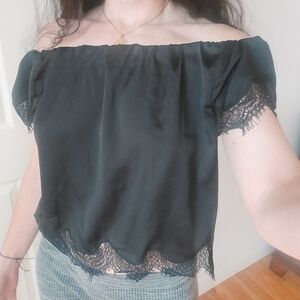 Black Lace Off-Shoulder Blouse